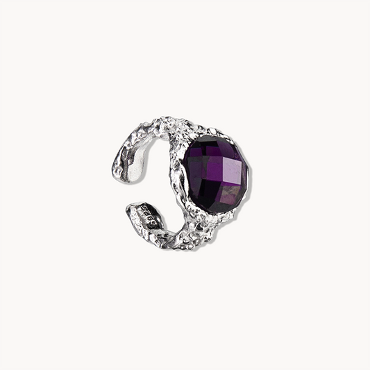 Natural Amethyst S925 Silver Ear Cuff