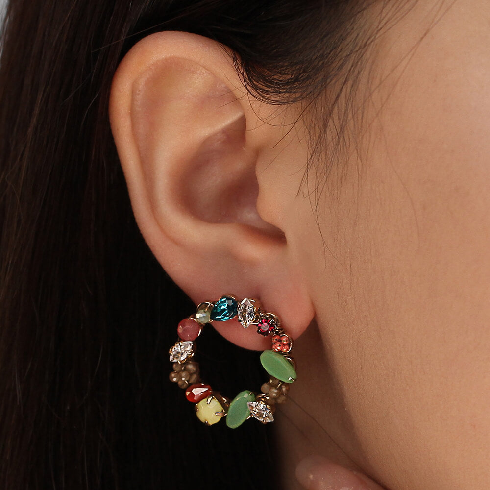 multicolored round bead earring