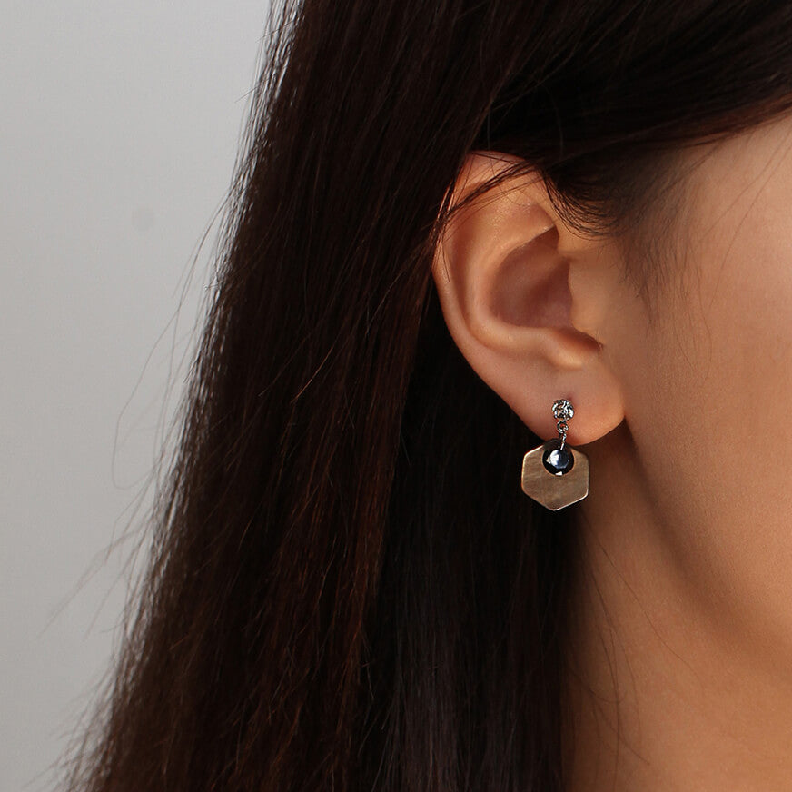 Nickle-free Small Grey Shell Drop Earring