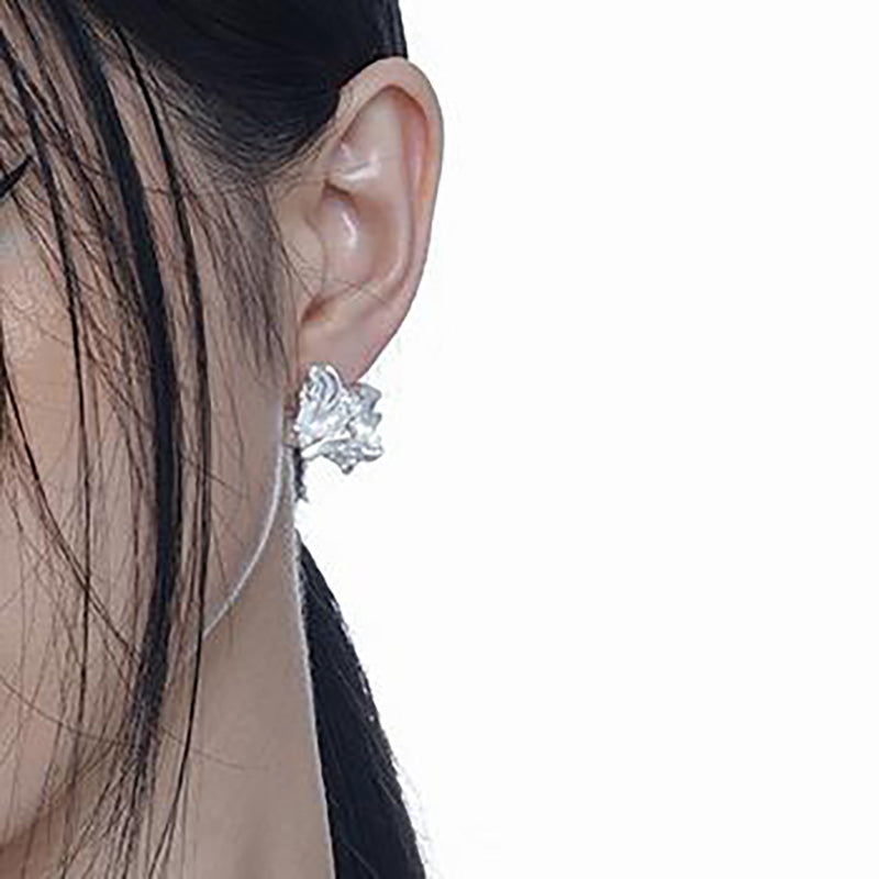 Sculptured Sterling Silver Nugget Earrings