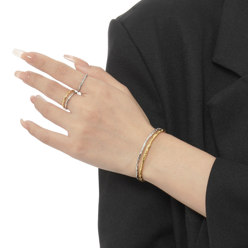 Sculptured Gold-plated 925 Silver Bracelet with Totem