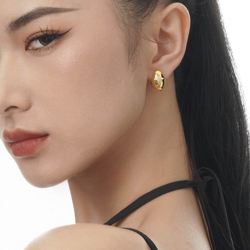 Minimalist Huggie Earring in Shiny 18k Gold or Sterling Silver Finish