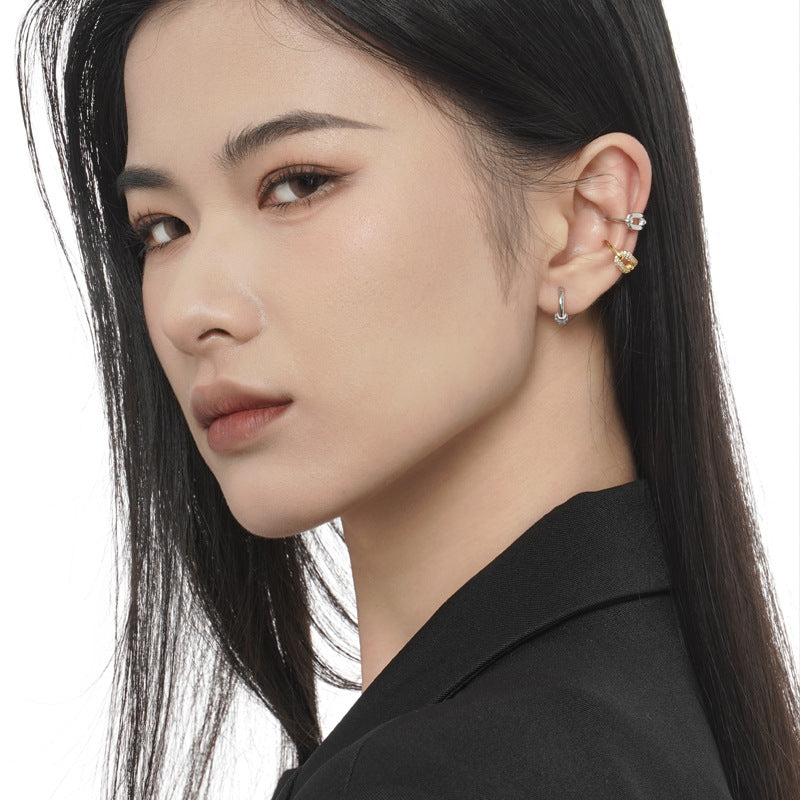 Small Everyday Hoop Earrings with Stones in 925 Silver or 18k Gold Finish
