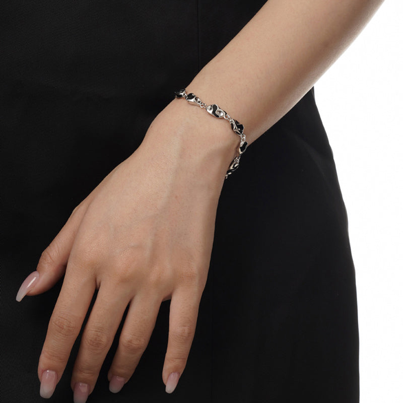 Black Enamel Original 925 Silver Drip Bracelet