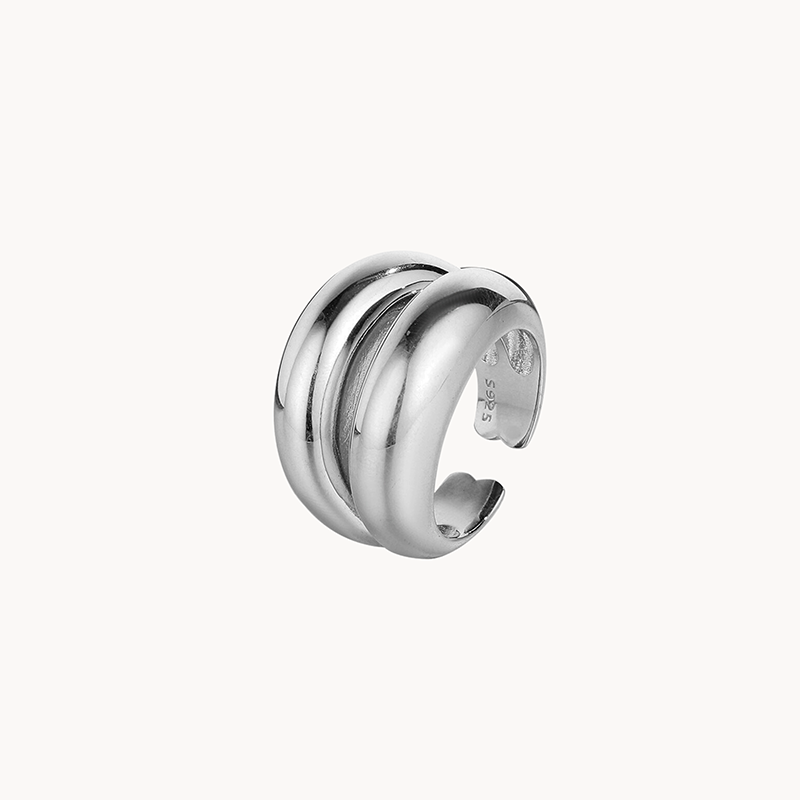 Double Bold Glossy Ring in S925 Silver or 18k Gold Finish