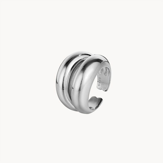 Double Bold Glossy Ring in S925 Silver or 18k Gold Finish