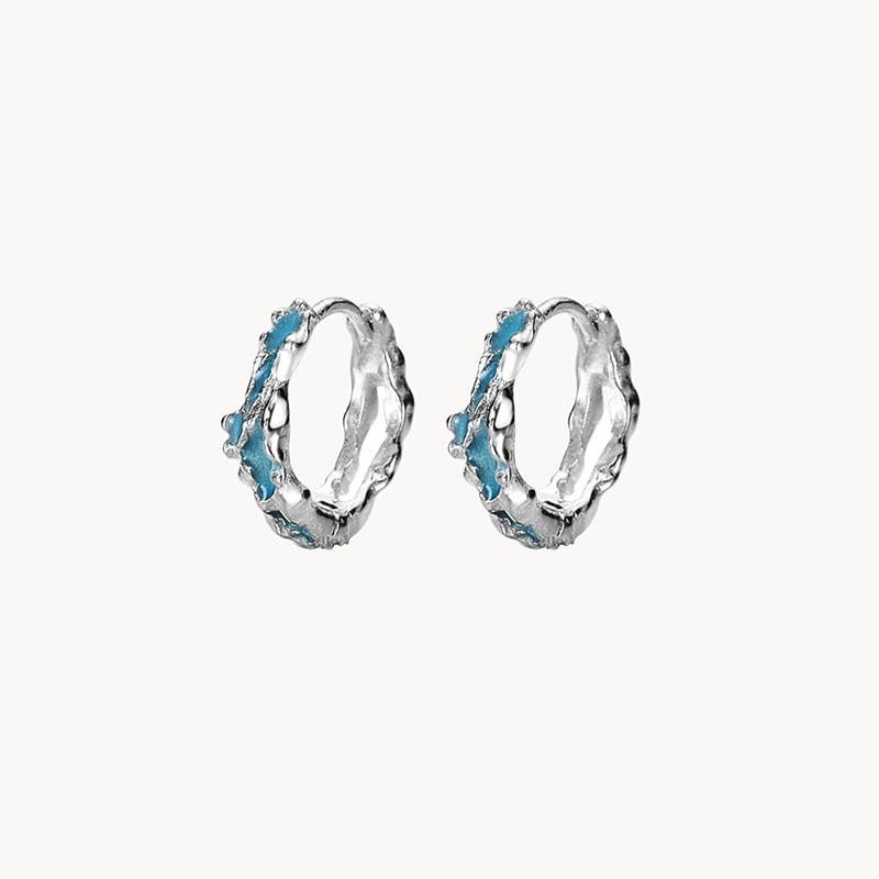 Coral Blue Round S925 Silver Earring