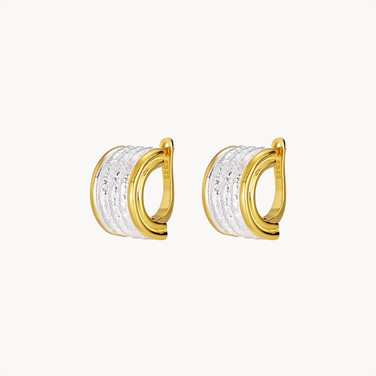 18k Gold & Sterling Silver Luxury Hoop Earring