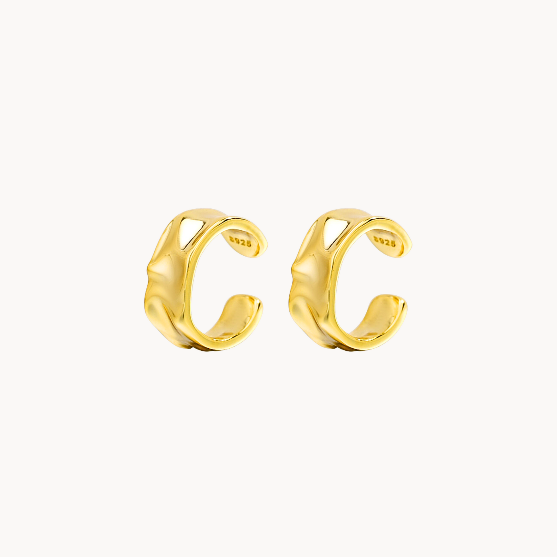 Small Textured Hoop Earrings in 18k Gold & 925 Silver Finish