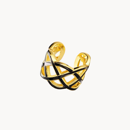 Woven Steel Ring in S925 Silver or 18k Gold Finish