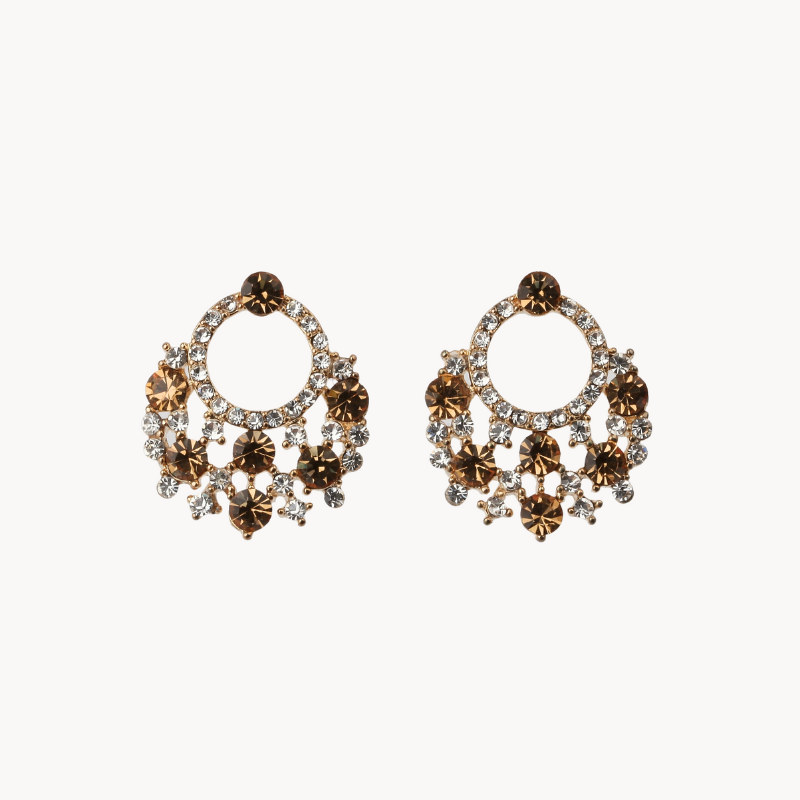 Crystal Daisy Drop Earrings with 14k Gold Plated Copper