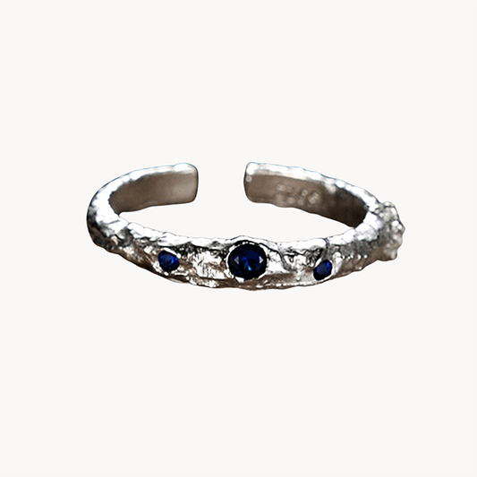 Royal S925 Silver Ring With Blue Cubic Stones