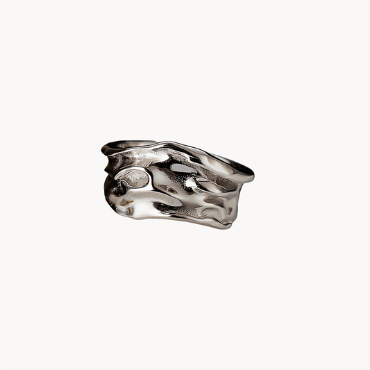 Asymmetrical Steel Ring in S925 Silver or 18k Gold Finish