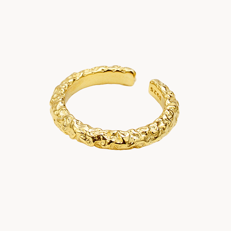 Crunched Foil Style S925 Ring in 18k Gold Finish or Sterling Silver