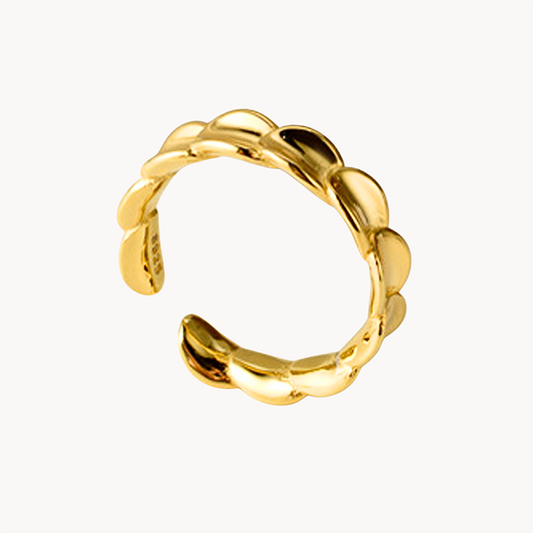 Resizable S925 Petal Band Ring in 18k Gold or Sterling Silver finish