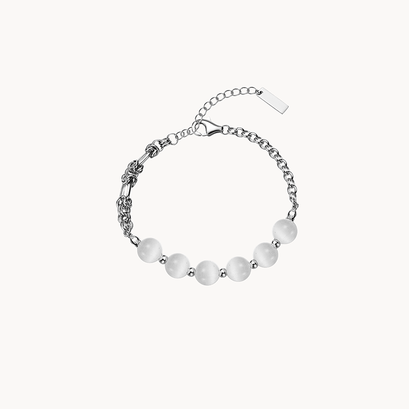 Real Sterling Silver Bracelet with 6 White Pearls