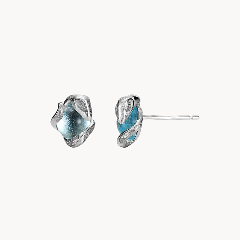 Mini Stud Earring with Ice Blue Crystal