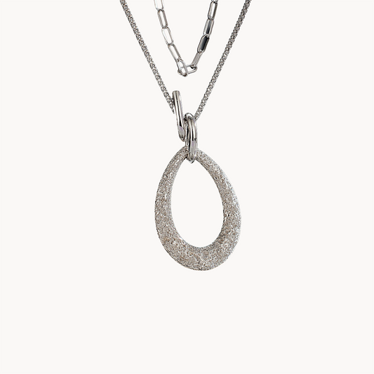 Oval Pendant Solid Necklace in Sterling Silver or 18k Gold