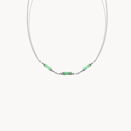 Green Jade Necklace with Sterling Silver Chain