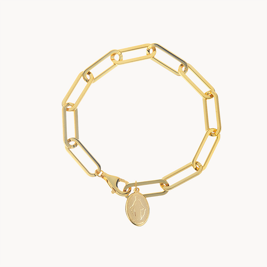 Gold-Plated Sterling Silver Chunky Link Bracelet with Pendant