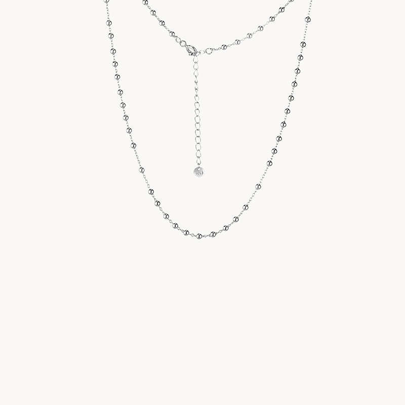 Small Ball Chain Necklace in Solid 925 Silver or 18k Gold Finish