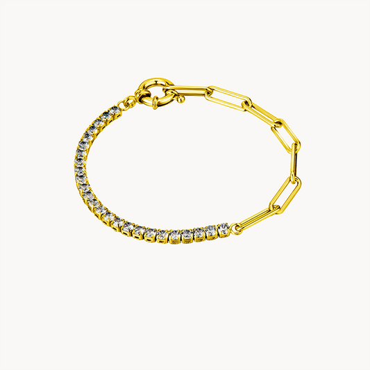 Gold Vermeil Chain Bracelet with Cubic Stones