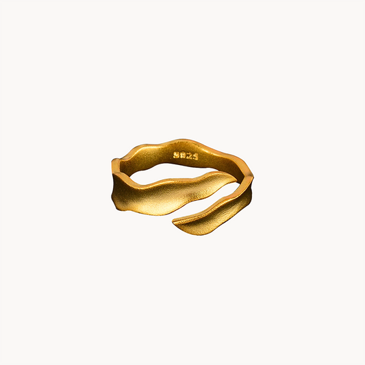 Frosted Wavy Ring in Sterling Silver or 18k Gold Finish