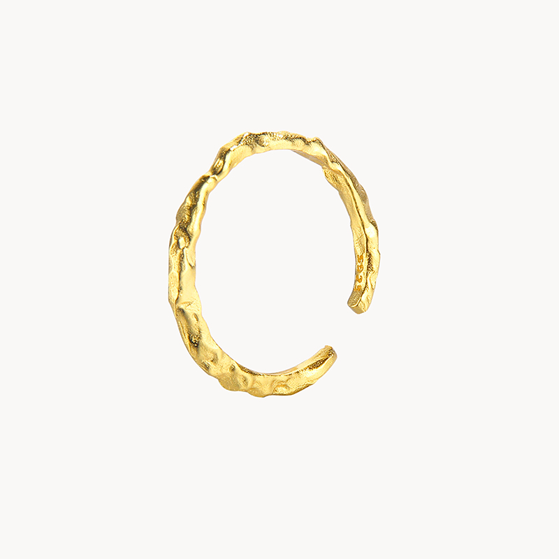 Genuine S925 Textured Ring in 18k Gold or Sterling Silver Finish