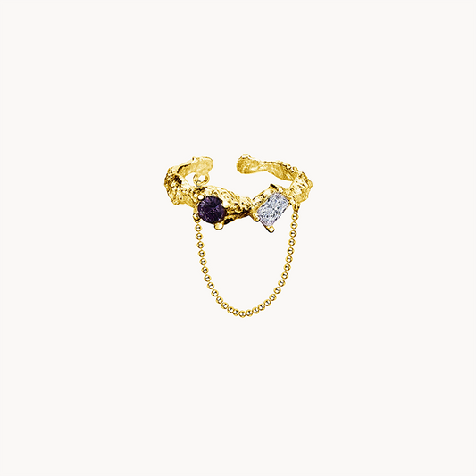 Textured Youth of Vigor Ear Cuff with Gemstones