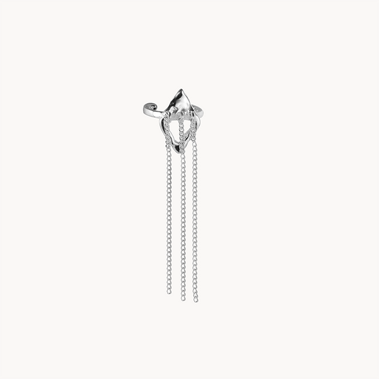 Long Tassel Chain Ear Cuffs in 925 Silver or 18k Gold Finish