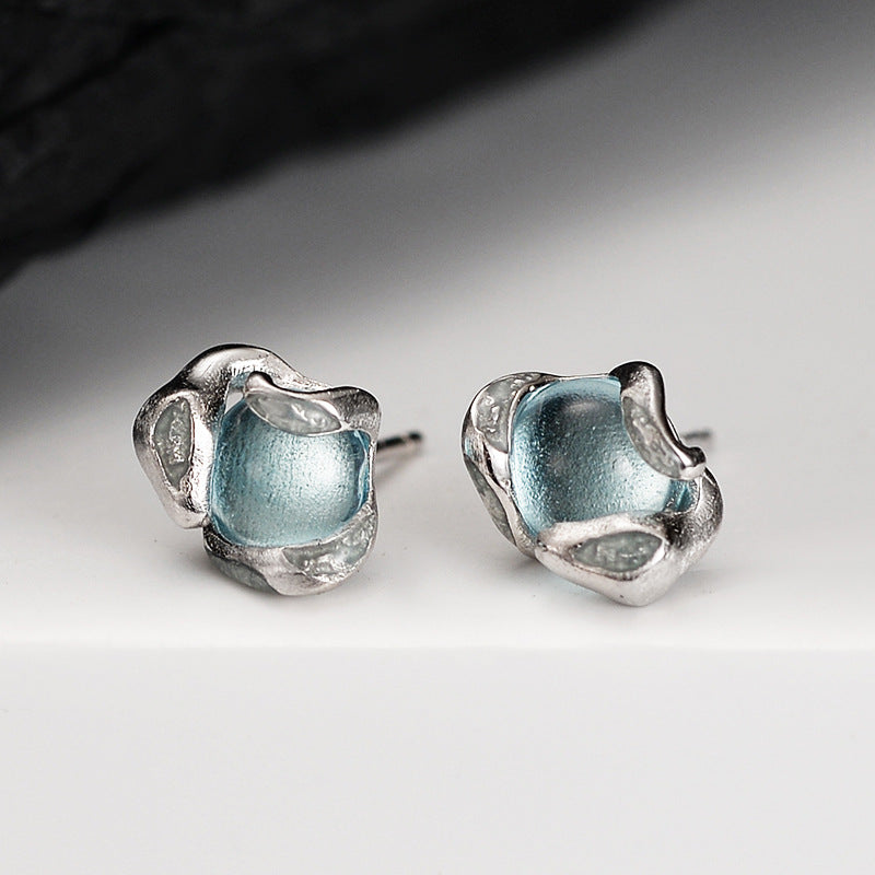 Mini Stud Earring with Ice Blue Crystal