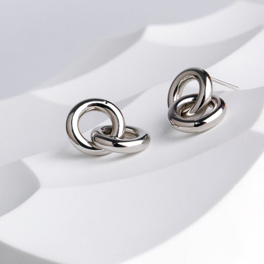 Nickel-Free Round Silver Link Drop Earring