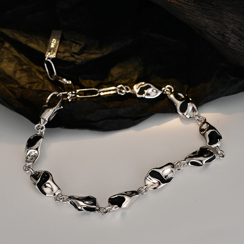 Black Enamel Original 925 Silver Drip Bracelet