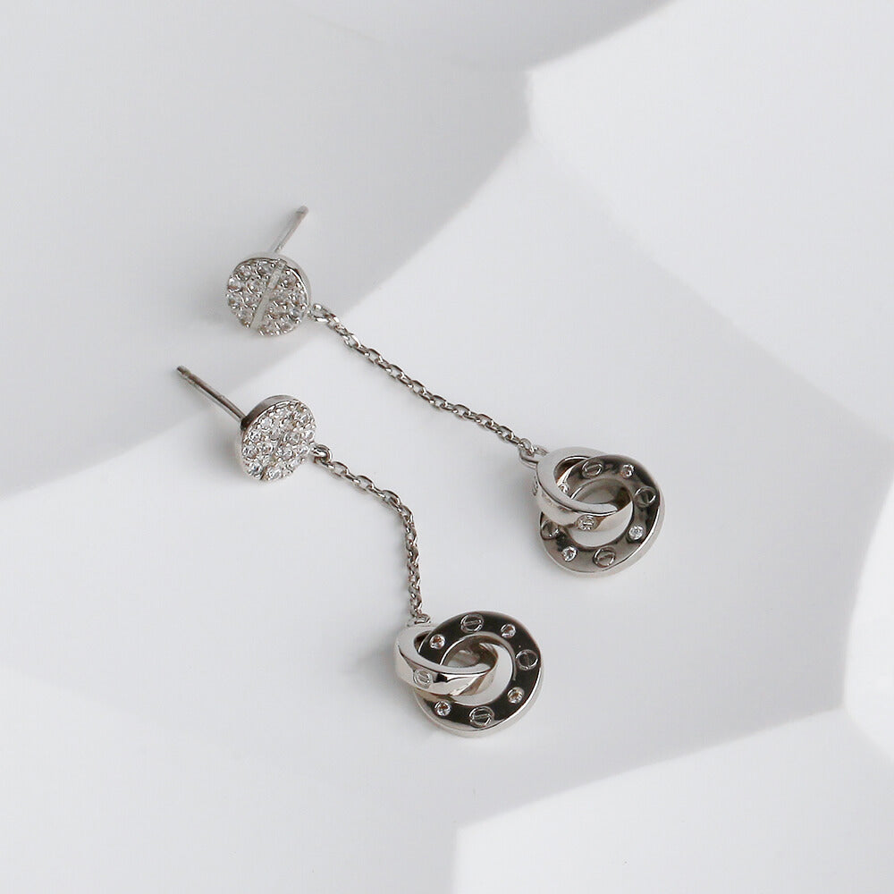 Sparkling silver drop earrings image. Perfect for weddings and special events. 