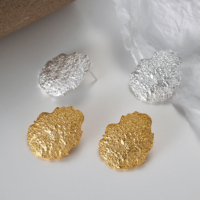 Vintage Ruffled Bold Earring in S925 Silver or 18k Gold Finish