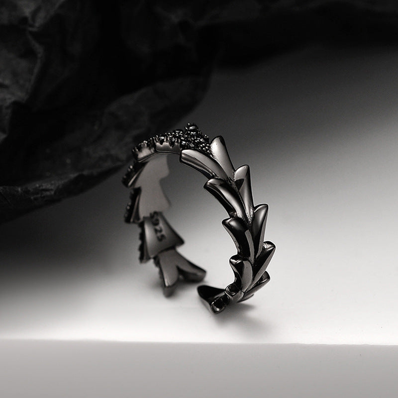 Luxury S925 Leaf Style Ring Adorned with Cubic Stones