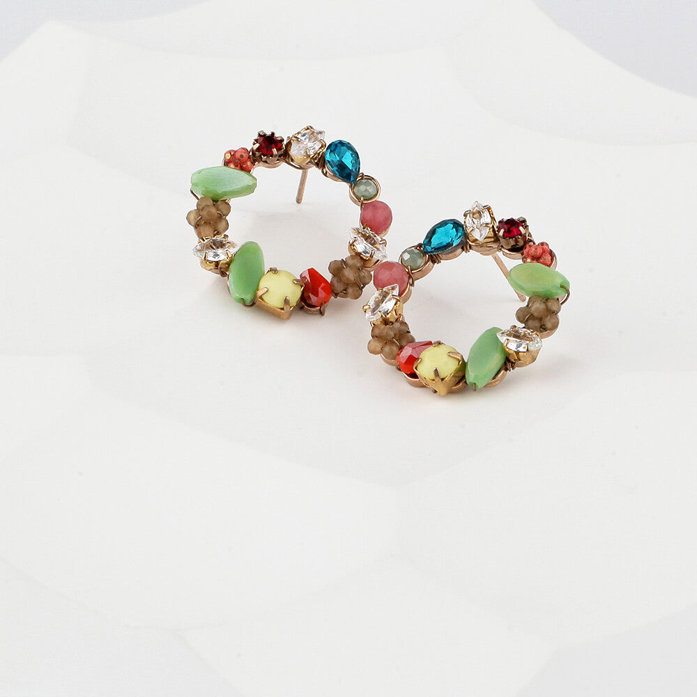 multicolored round bead earring