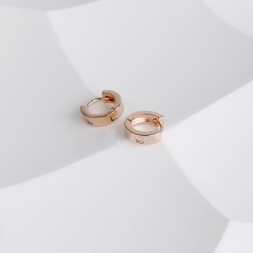 Solid 14k Rose Gold-Plated Small Hoop Earring