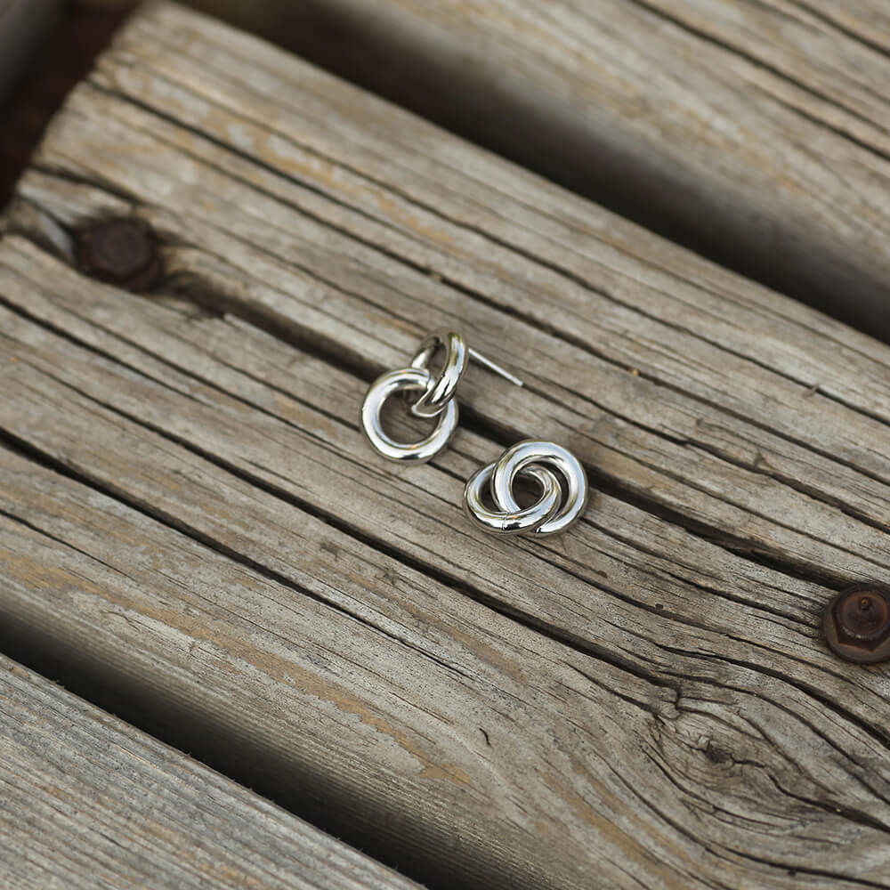 Nickel-Free Round Silver Link Drop Earring