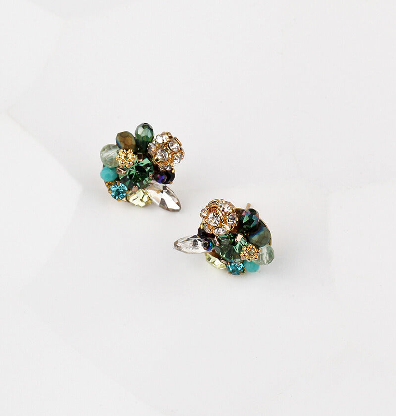 Natural Swarovski Crystal Stones Stud Earrings