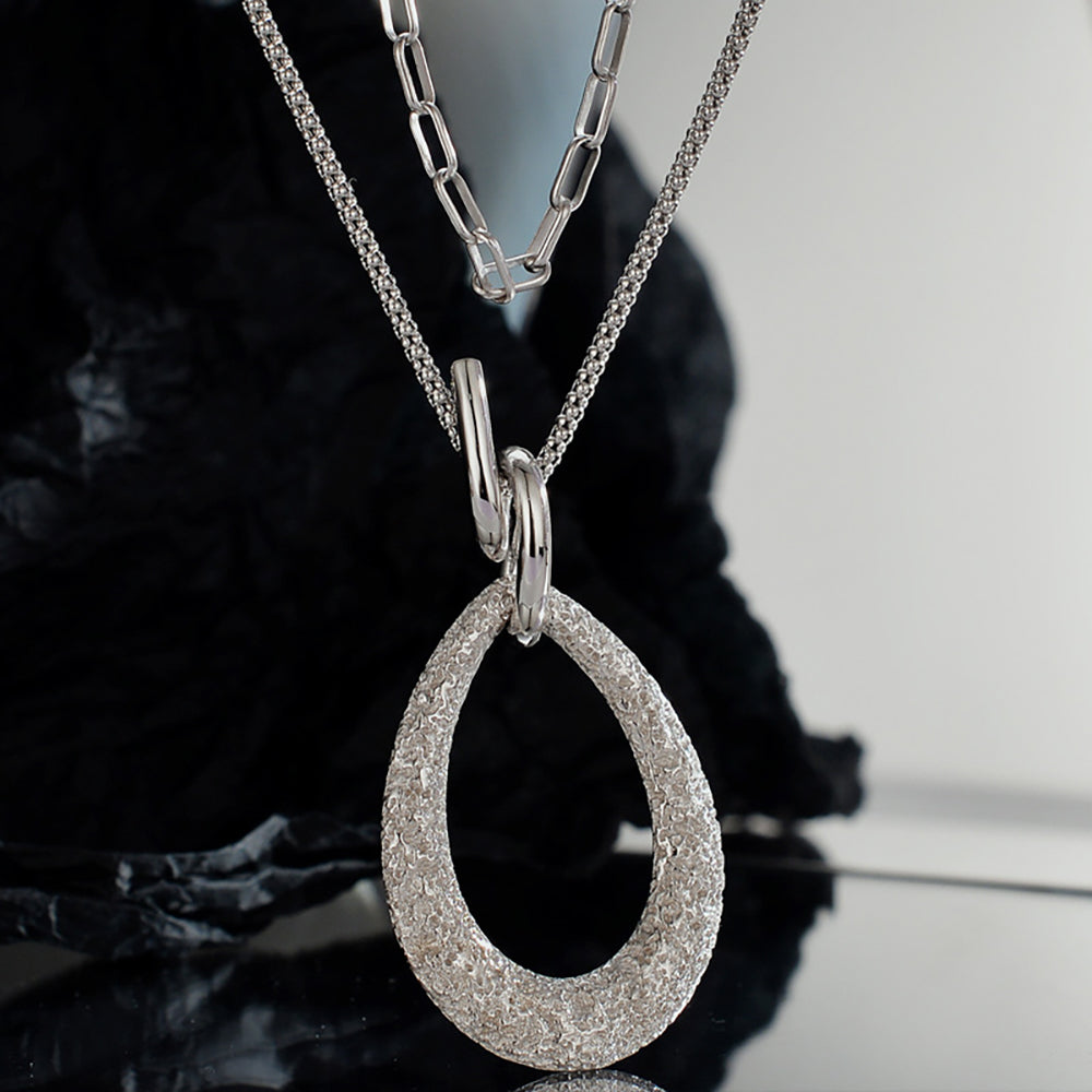 Oval Pendant Solid Necklace in Sterling Silver or 18k Gold