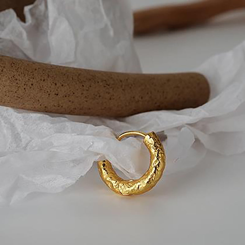 Sculptured Chunky Hoop Earrings in 18k Gold & 925 Silver Finish