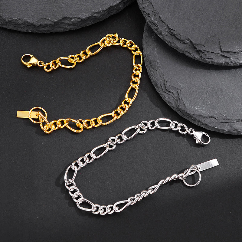 Luxury Sterling Silver Figaro Chain Bracelet