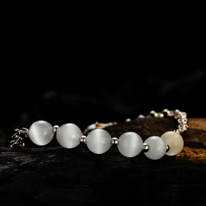 Real Sterling Silver Bracelet with 6 White Pearls