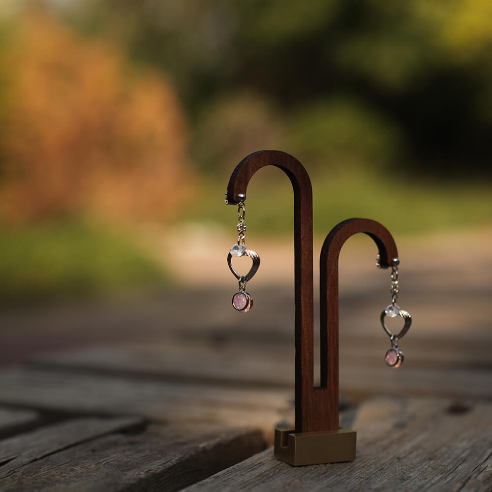 Heart-Shape Nickel-Free Drop Earrings with Crystals