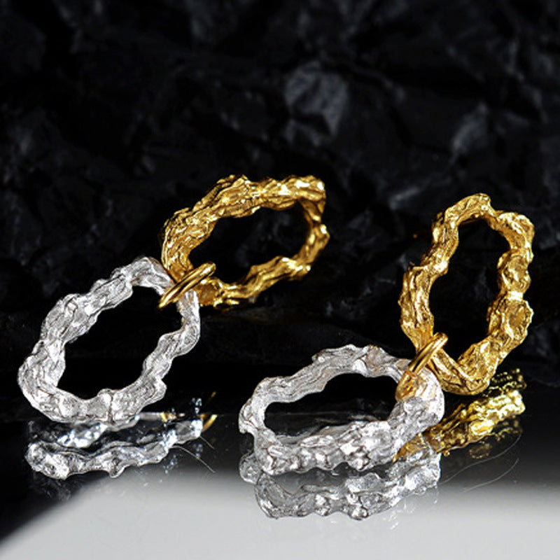 mixed gold and silver bold chain ear jewelry
