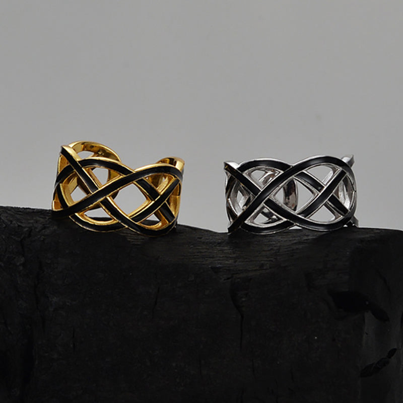 Woven Steel Ring in S925 Silver or 18k Gold Finish