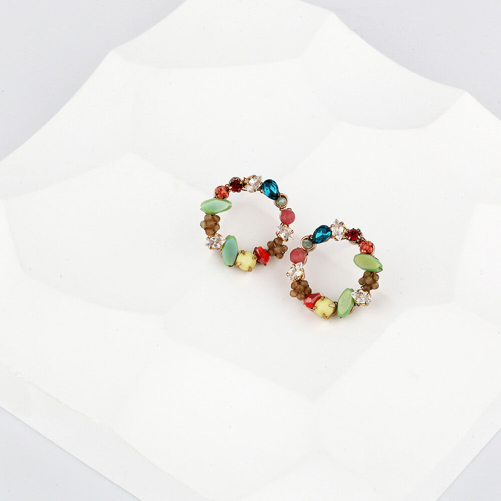 multicolored round bead earring