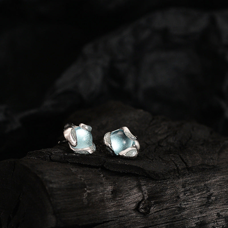 Mini Stud Earring with Ice Blue Crystal