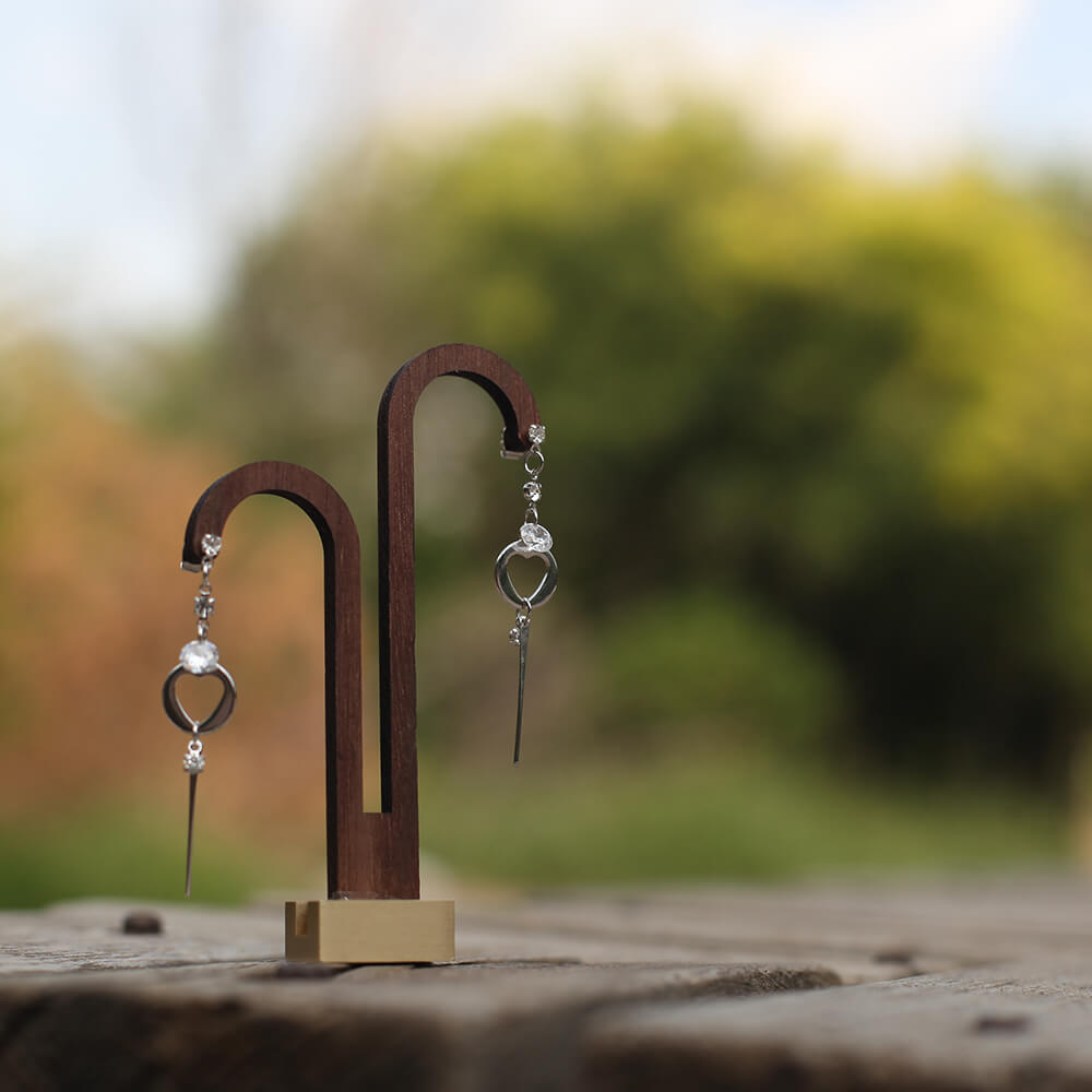 Stylish Silver Drop Earrings with Crystals